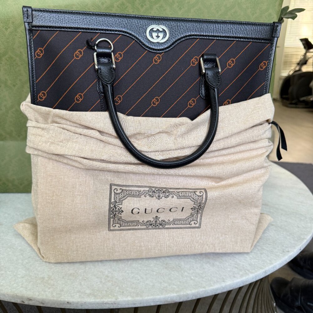 Gucci 752586 Unisex Interlocking Medium Jacquard GG Tote Bag - Picture 16 of 16